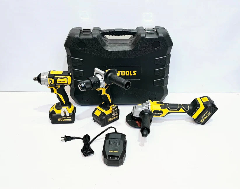 KIT ESMERILADORA INALAMBRICO+TALADRO+LLAVE IMPACTO UYUSTOOLS UY-IKC02-2047