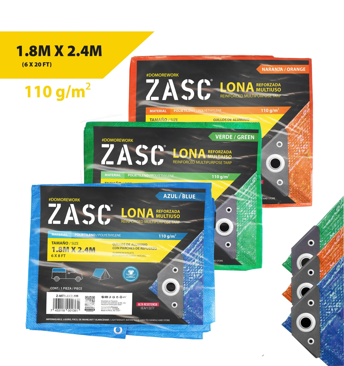 LONA MULTIUSO SURTIDO 1.8MX2.4M ZASC Z-MT1.8X2.4M