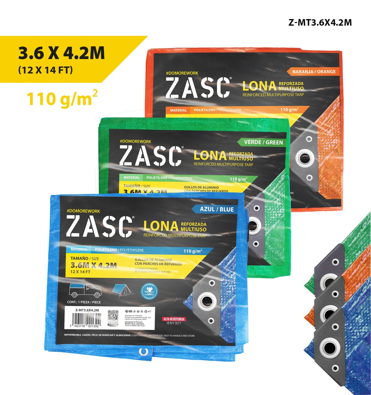 LONA MULTIUSO SURTIDO 3.6X4.2MTS ZASC Z-MT3.6X4.2M