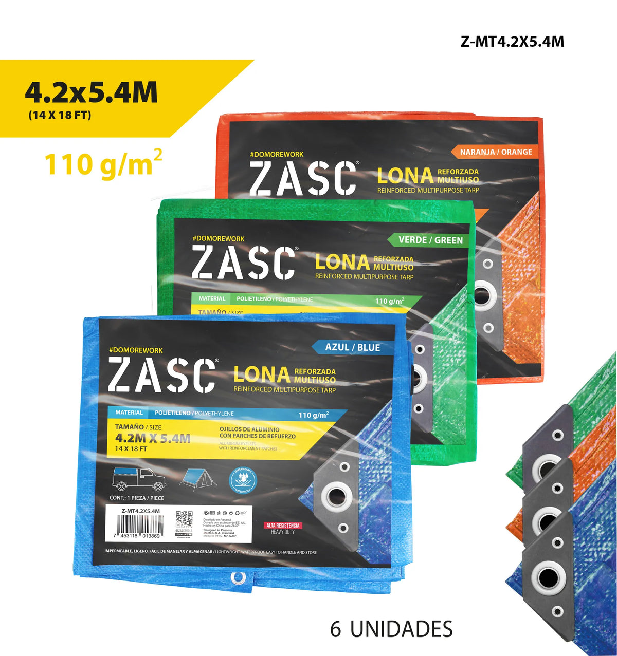 LONA MULTIUSO SURTIDO 4.2X5.4MTS ZASC Z-MT4.2X5.4M