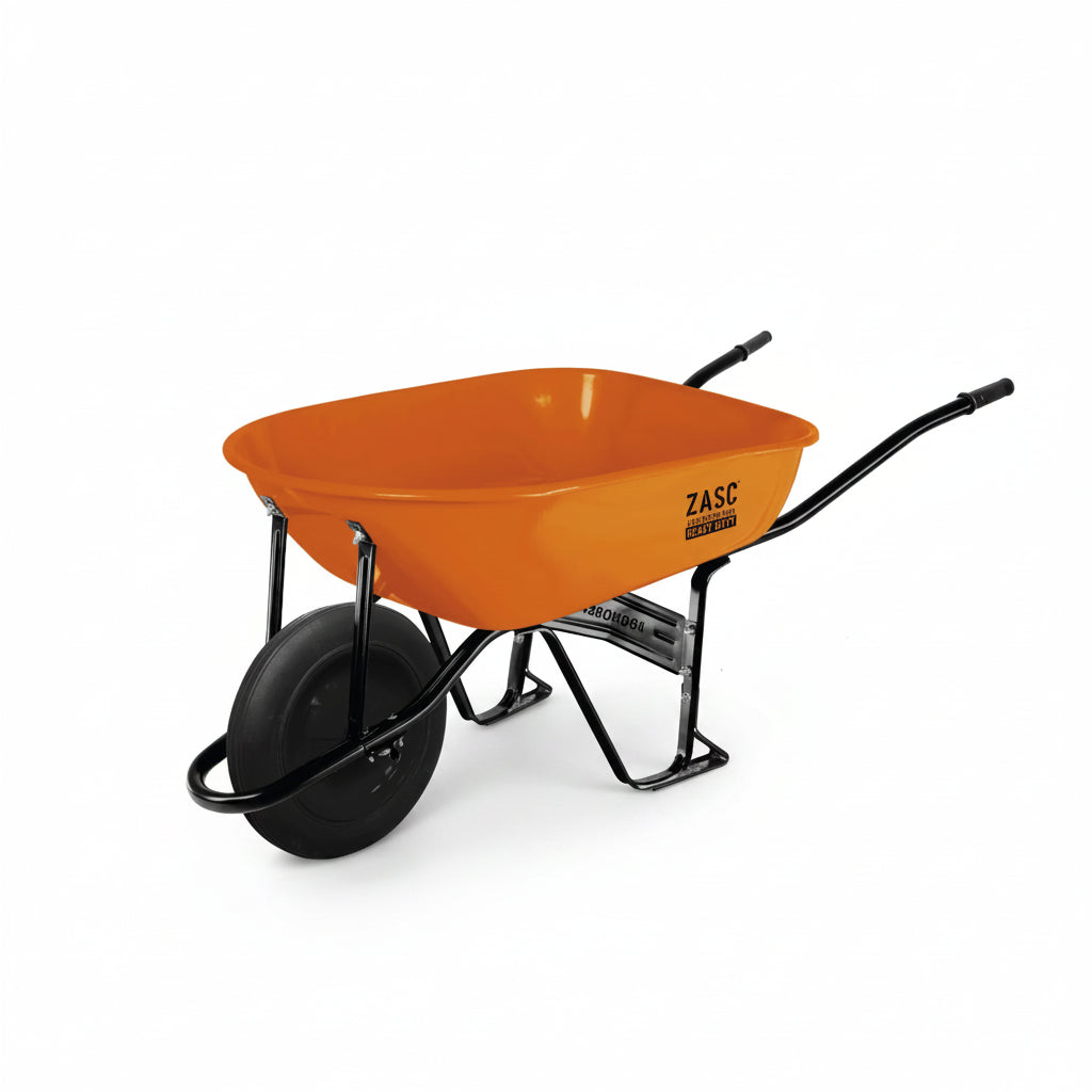 CARRETILLA 5.5FT LLANTA DE HULE ANARANJADA ZASC Z-WB80L