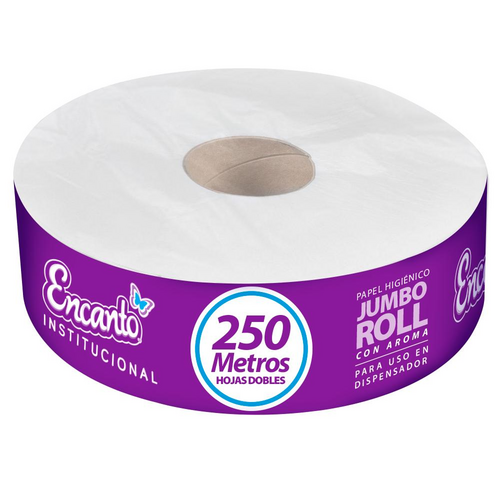 PAPEL HIGIENICO ROLLO JUMBO ENCANTO 250 MTS DOBLE HOJA