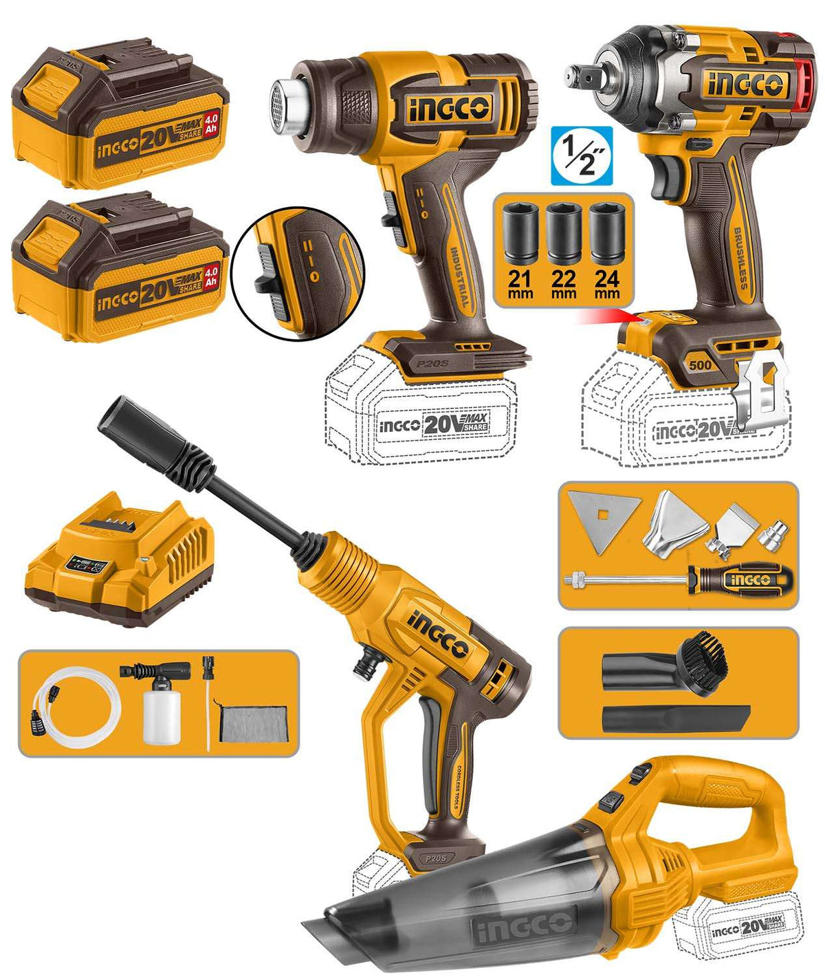 HERRAMIENTAS INALAMBRICAS 20 V 4.0 Ah INGCO UCOSLI250208 785122