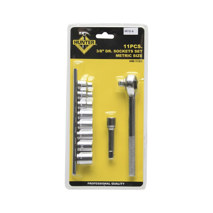 JUEGO DE SOCKET, 11PZA 3/8 METRICA, HUNTER, HM-1123