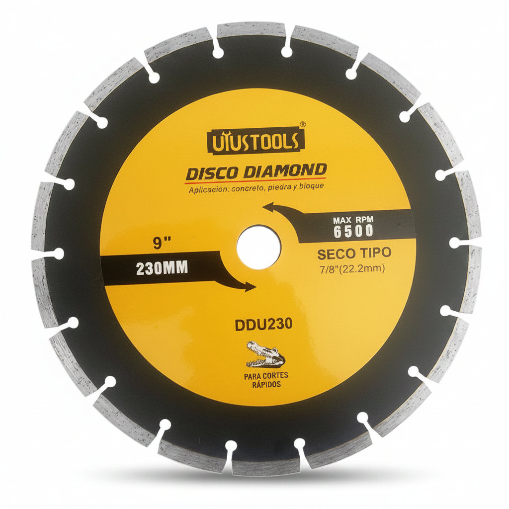 DISCO UYUSTOOLS DIAMANTADO SEGMENTADO EN SECO DE 9X5/8 PLG DDU230