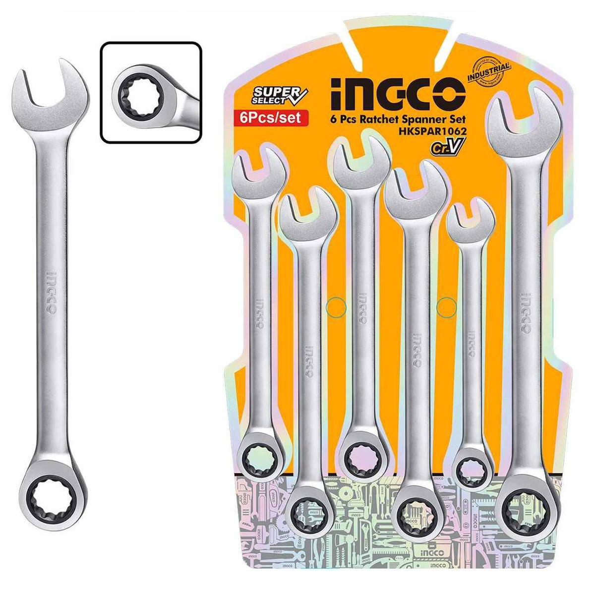 SET DE LLAVE MIXTA C/RATCHET 8-17MM INGCO HKSPAR1062