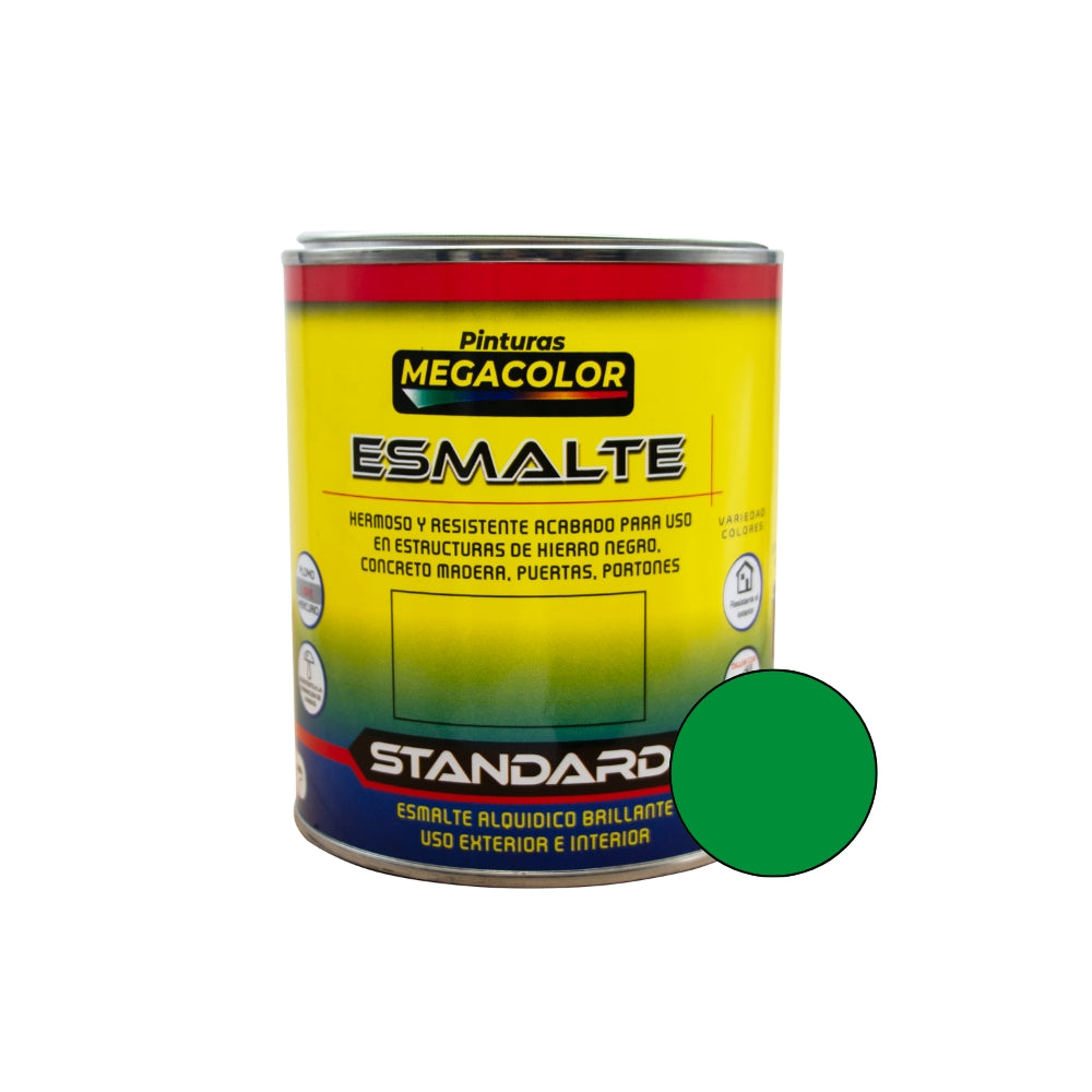 PINTURA MEGACOLOR ESMALTE STANDARD VERDE ALEGRÍA 1/4 0404336-04
