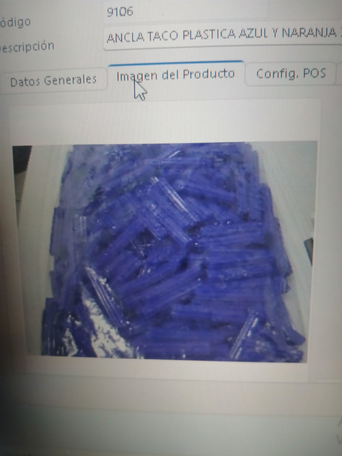 ANCLA TACO PLASTICA AZUL Y NARANJA 3/8X2 PLG 000218