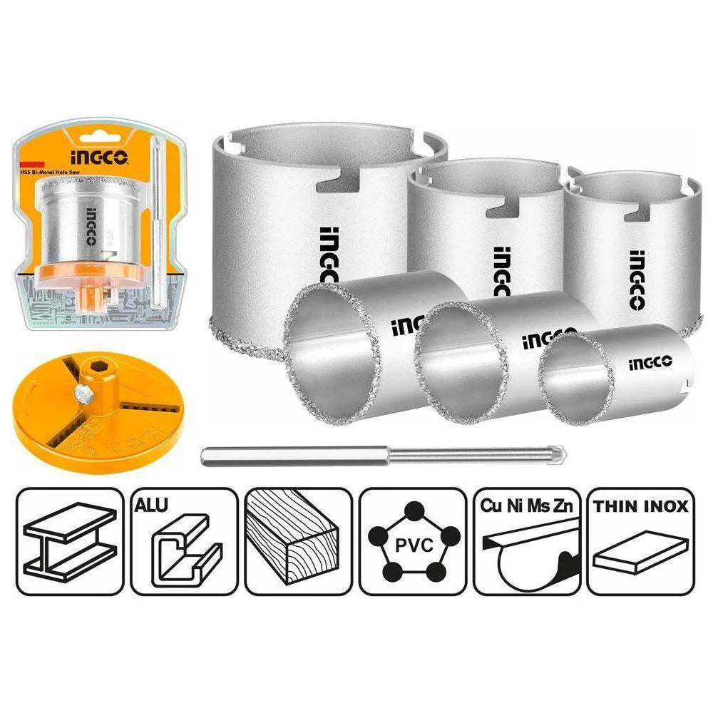 BROCA COPA GRANO DE CARBURO 33-83MM 6PCS INGCO HSB4061
