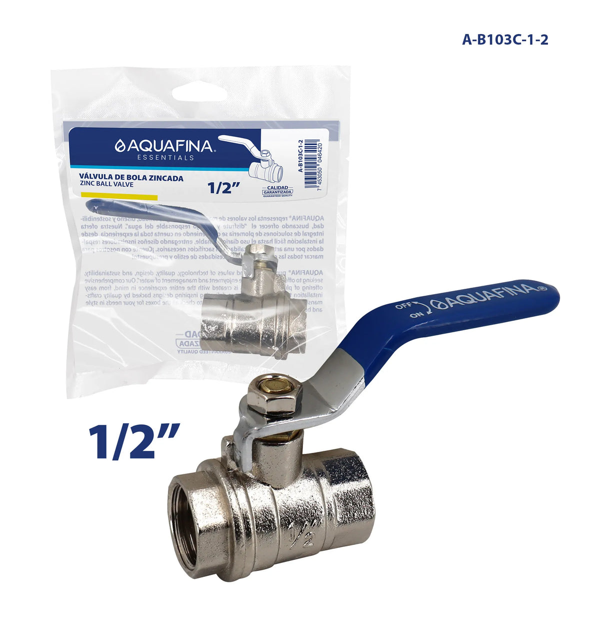 VALVULA DE BOLA NIQUELADO DE 1/2PLG AQUAFINA A-B103C-1-2