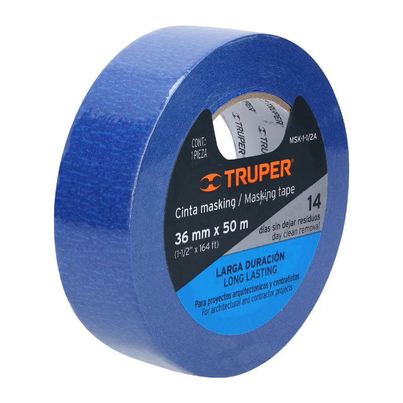 CINTA MASKING AZUL 36MMX50M 1-1/2PLG 12623 TRUPER