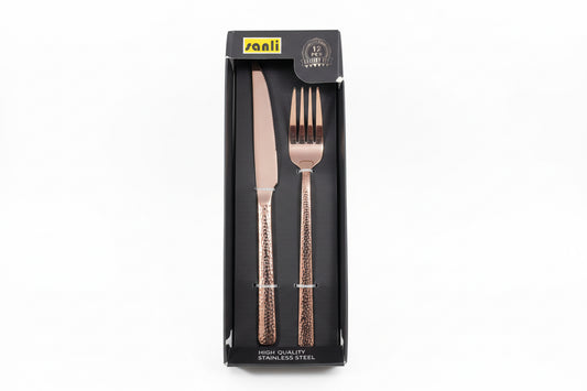 SET DE CUCHILLOS Y TENEDORES ROSE GOLD 12 PIEZAS