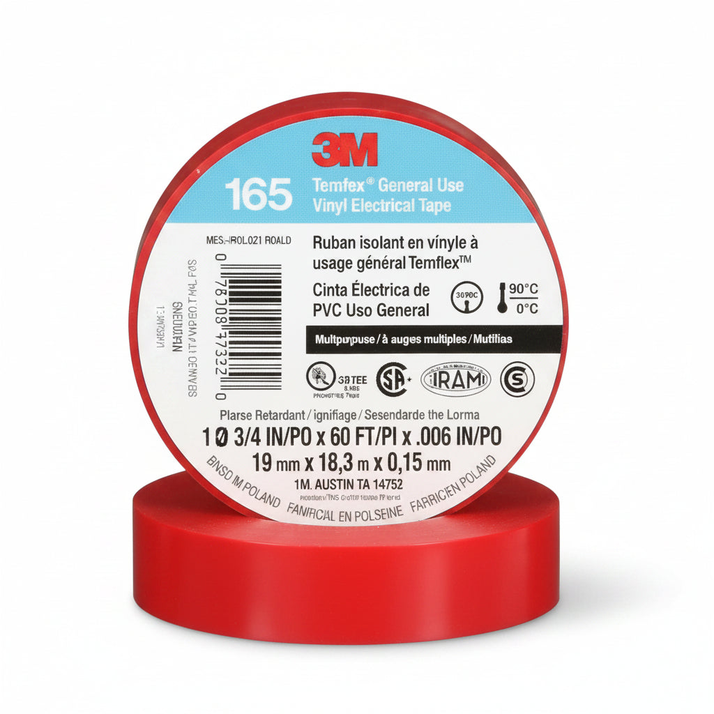 CINTA AISLANTE ELECTRICA #165 TEMFLEX 3/4PLG 60FT ROJA