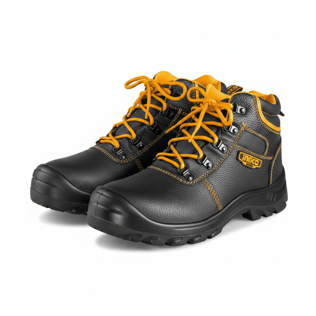 BOTA INDUSTRIAL INGCO DE CUERO CON CUBO DE ACERO NEGRO