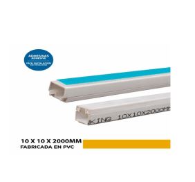 CANALETA PARA CABLES CON ADHESIVO 10X10X2000MM TRIC T-PVC-10X10