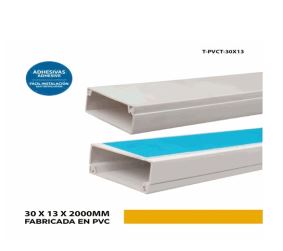 CANALETA PARA CABLES CON ADHESIVO 30X13X2000MM TRIC T-PVCT-30X13