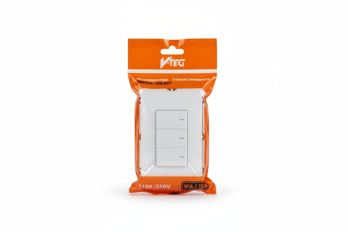 APAGADOR TRIPLE BLANCO 110V/250V V-TEG VT-211931