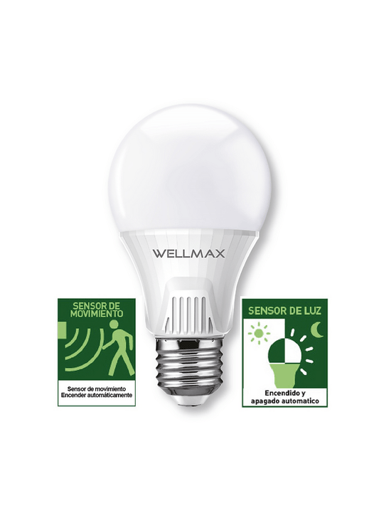 FOCO LED 9W SENSOR DE MOVIMIENTO WELLMAX