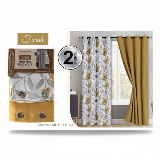 SET DE CORTINAS PARA SALA 2 PCS ESTAMPADAS BA-4346