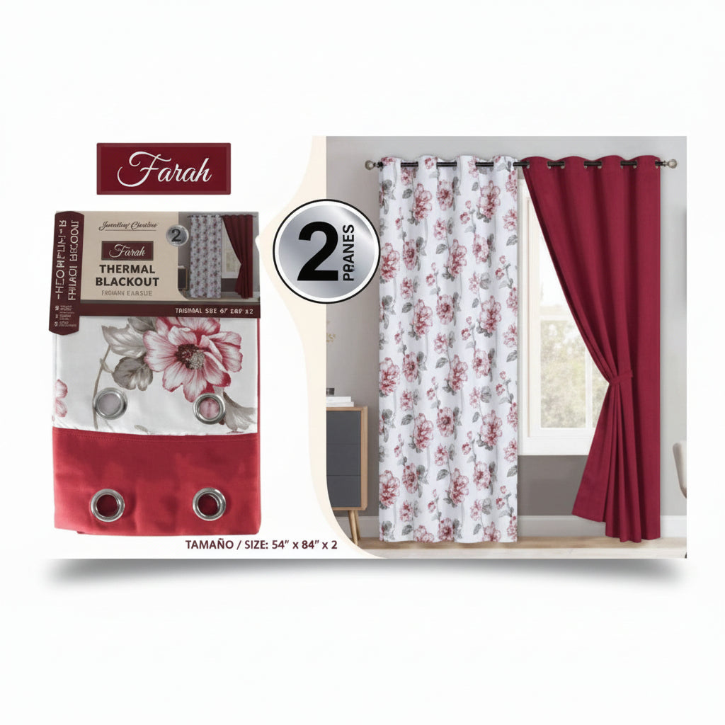 SET DE CORTINAS PARA SALA 2 PCS ESTAMPADAS BA-4348