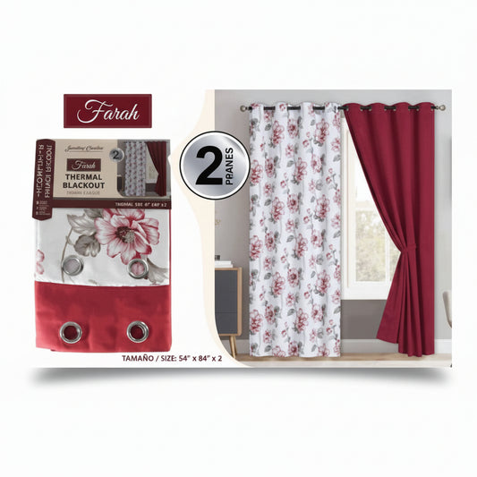 SET DE CORTINAS PARA SALA 2 PCS ESTAMPADAS BA-4348