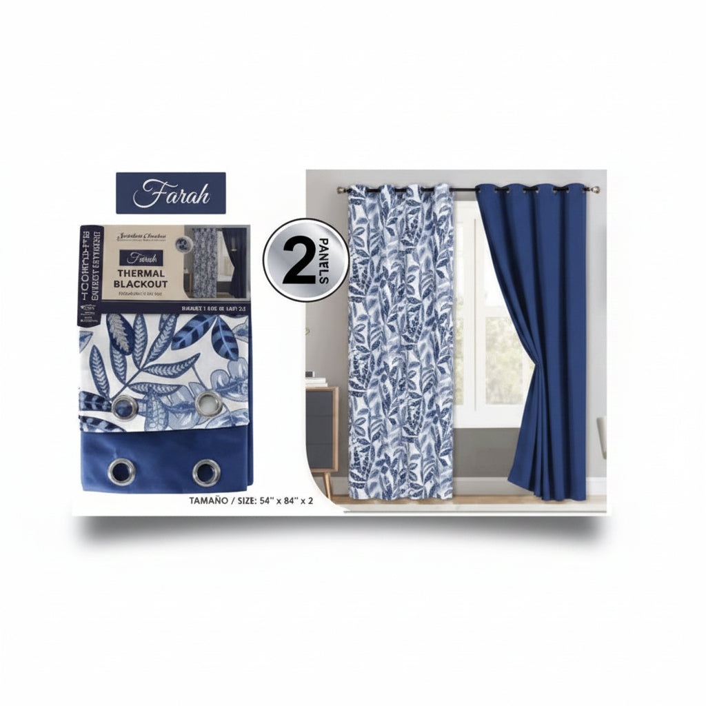 SET DE CORTINAS PARA SALA 2 PCS ESTAMPADAS BA-4352