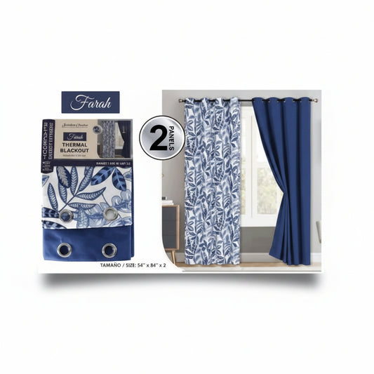 SET DE CORTINAS PARA SALA 2 PCS ESTAMPADAS BA-4352