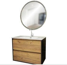 MUEBLE DE BAÑO AEREO+ESPEJO 81X62X46.5CM NEGRO-BEIGE 2460163