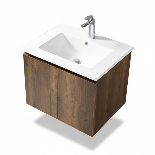 MUEBLE DE BAÑO BENIN MFD 48X61X46CM MARRON INCLUYE LAVAMANOS Y DESAGUE REF 03-03-009 AQUA NUOVA