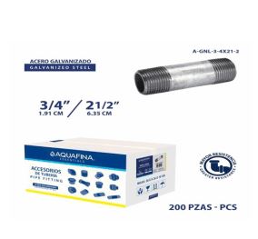 NIPLE GALVANIZADO DE 3/4X2 1/2PLG AQUAFINA