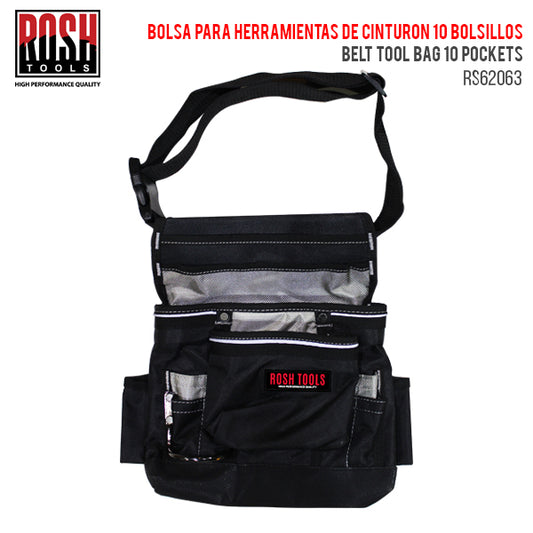 BOLSA PARA HERRAMIENTAS DE CINTURON 10 BOLSILLOS ROSH TOOLS RS62063