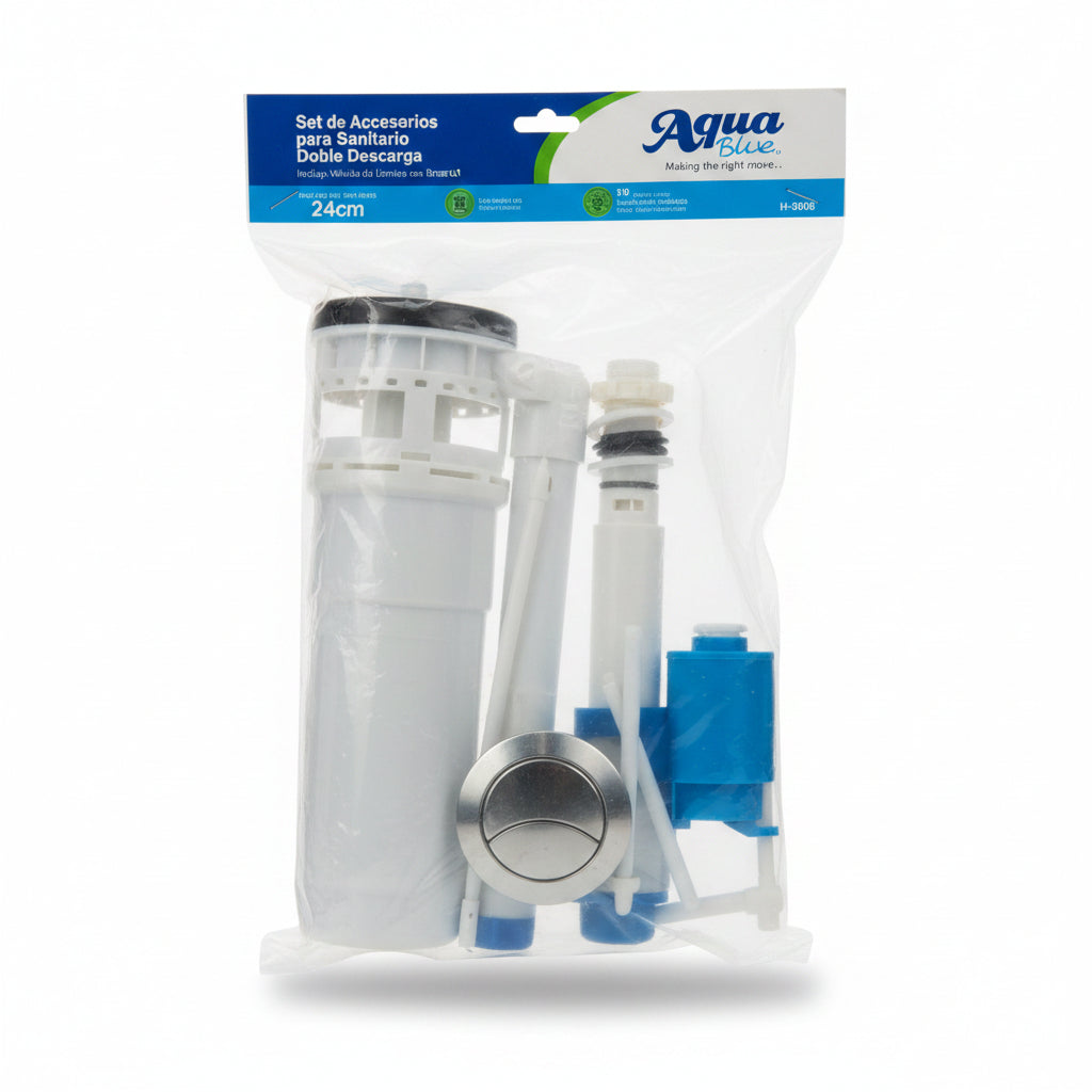 SET ACCESORIO PARA INODORO DOBLE DESCARGA 24CM AQUA BLUE P-11449