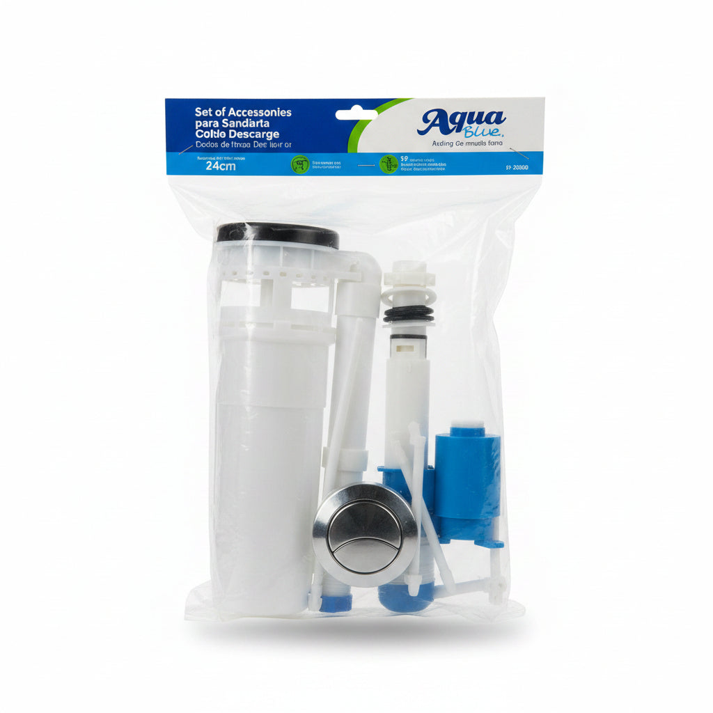 SET ACCESORIO PARA INODORO DOBLE DESCARGA 28CM AQUA BLUE P-11450