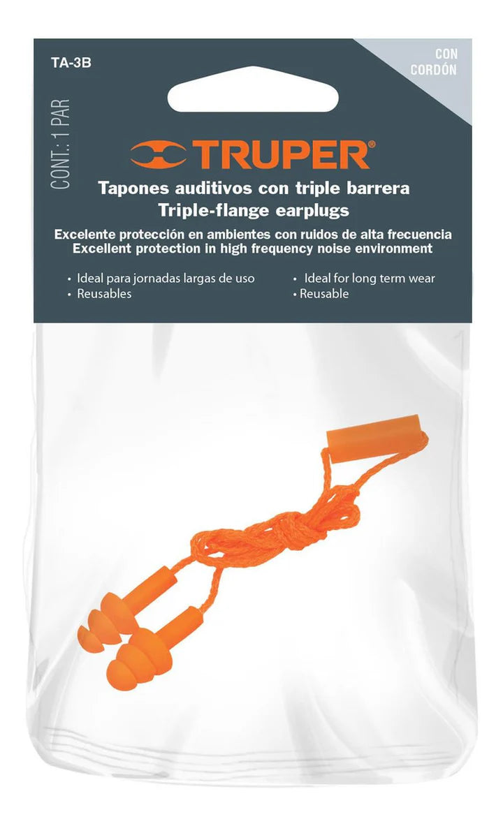 PROTECTOR AUDITIVO CON TRIPLE BARRERA 25DB TRUPER 14225