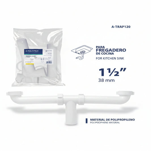 TRAMPA PVC DE DOS ENTRADAS PARA COCINA 1 1/2PLG A