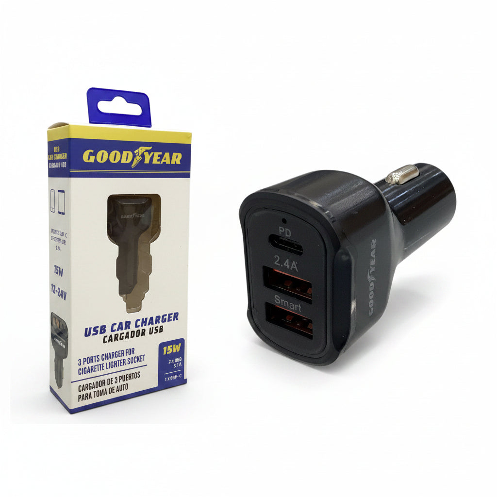 CARGADOR PARA TELEFONO DE CARRO 2 USB+ TIPO C TOTAL 991-CX22B