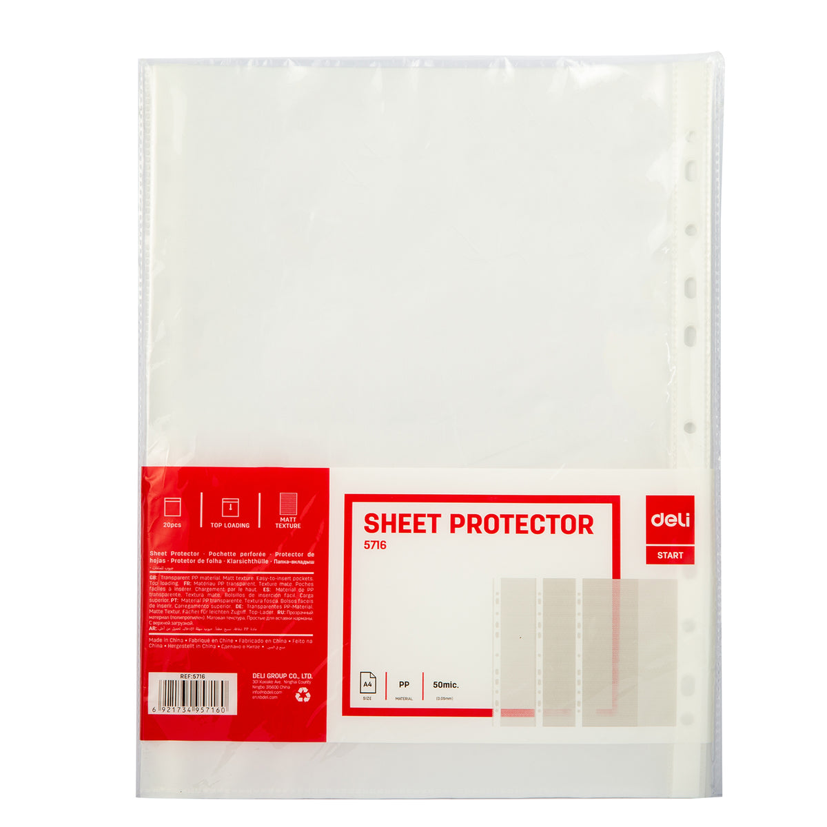 SET PROTECTOR DE HOJA 20PCS DELI 5716