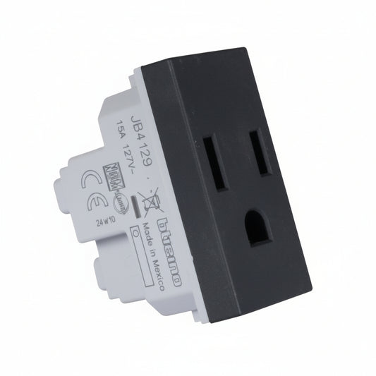 TOMA DADO POLARIZADO NEGRO 2P 15A 127V MATIX GO BTICINO JB4129