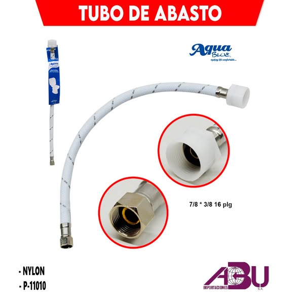 TUBO DE ABASTO NYLON PARA INODORO 7/8” X 1/2” · 50 CM · AQUA BLUE · P-11013