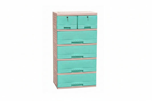 GAVETERO KING 6 GAVETAS MARCO  CREMA VERDE MEGA PLAST 1820