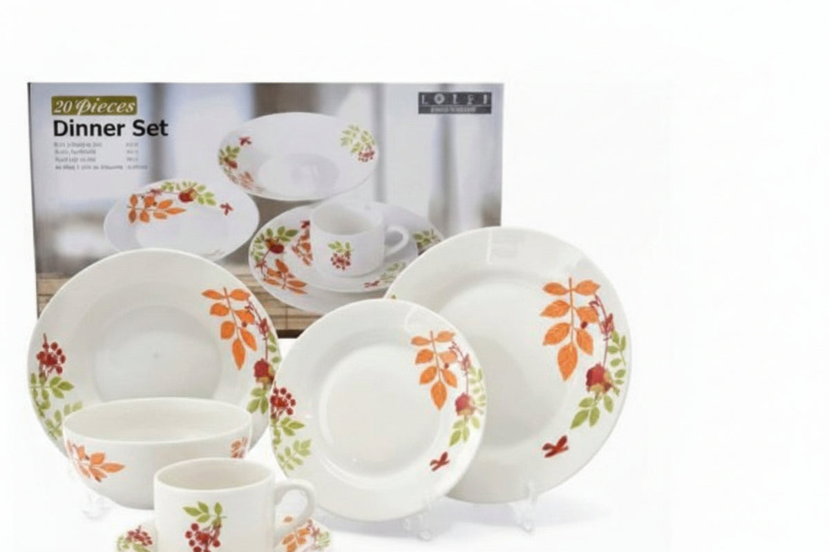 VAJILLA DE PORCELANA DECORACION FLORES ANARANJADAS 20PCS LOTUS 335-18