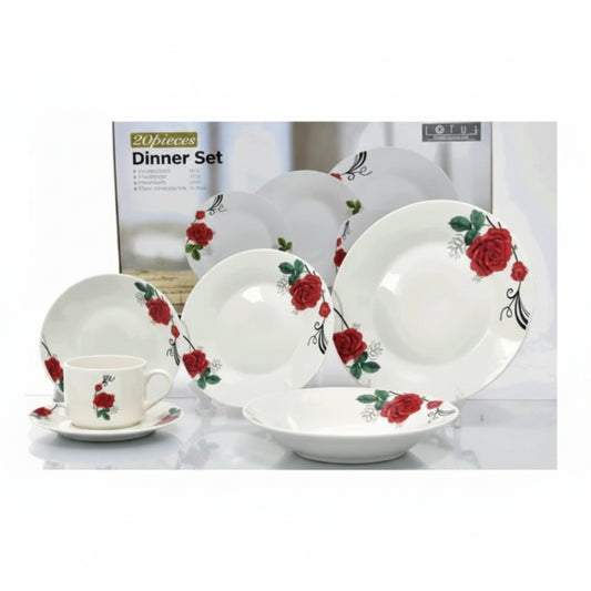 VAJILLA DE PORCELANA DECORACION ROJA 20PCS LOTUS 335-64