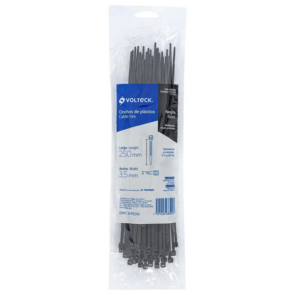 CINCHOS PLASTICO 25CM NEGRO VOLTECK 44325