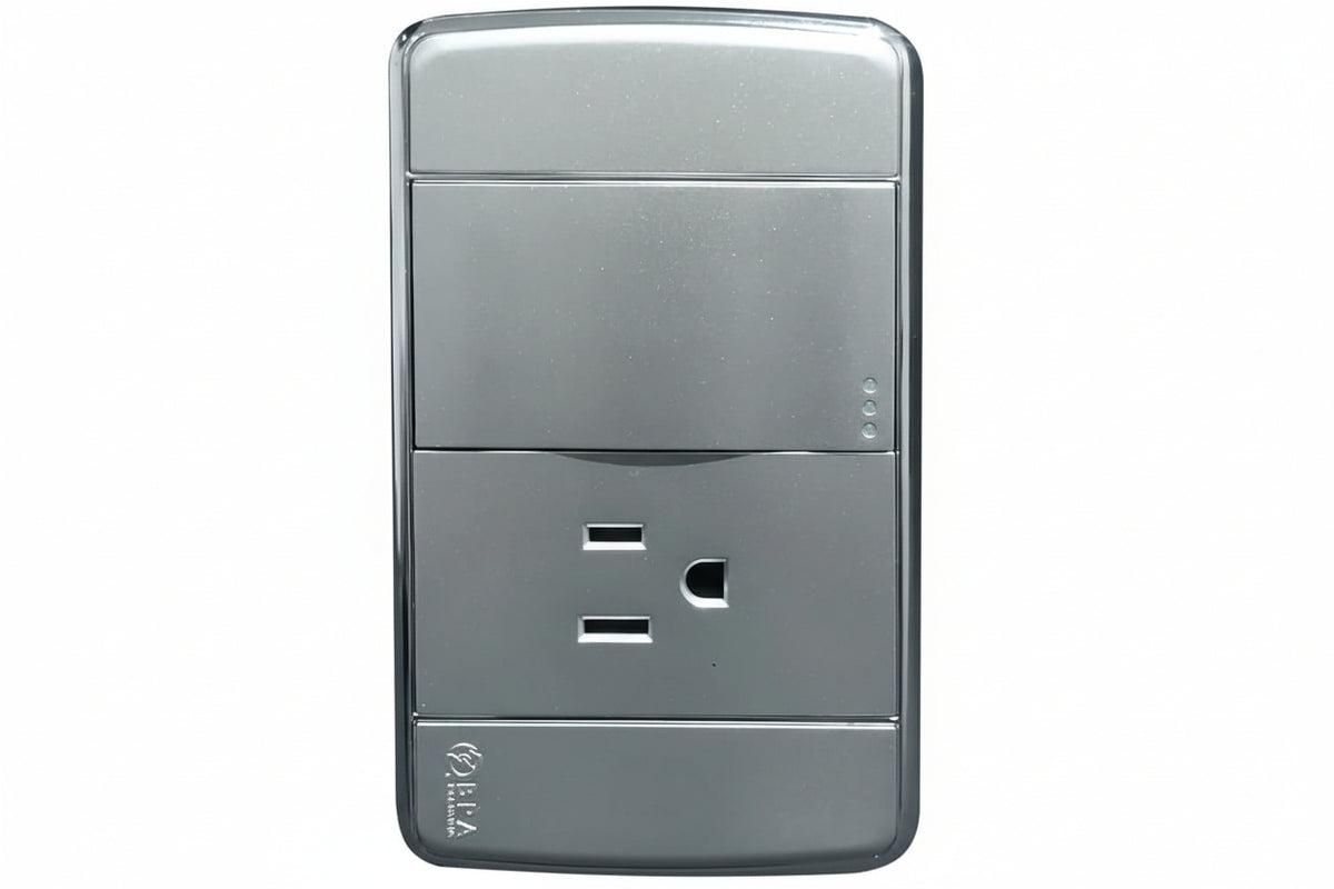 INTERRUPTOR Y RECEPTACULO PLATEADO ABPA ELECTRIC CT00010GR