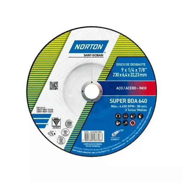 DISCO NORTON DESBASTE DE 4 1/2X1/4X7/8 PLG BDA640