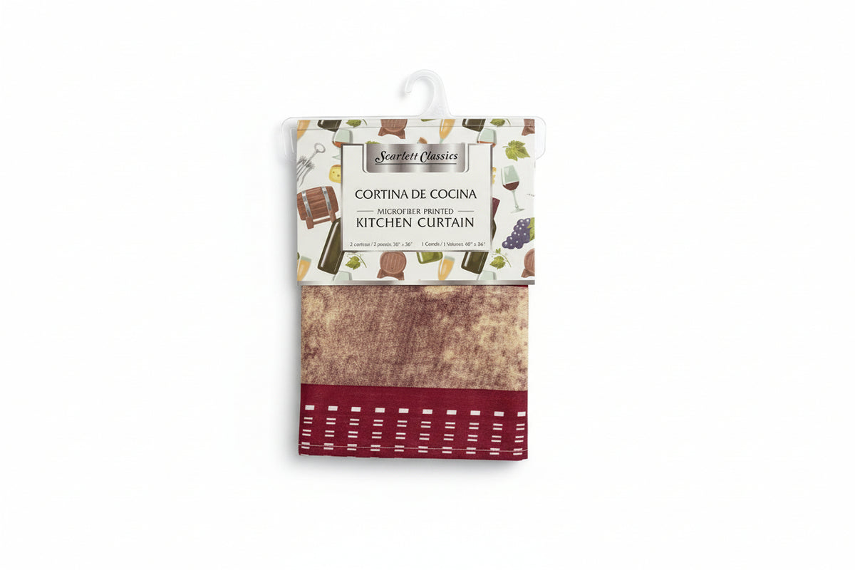 CORTINA DE COCINA 3 PIEZAS 60 × 36 PULGADAS SCARLET CLASSICS