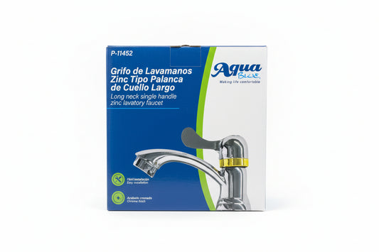 GRIFO DE LAVAMANOS ZINC TIPO PALANCA CUELLOLARGO AQUA BLUE P-11452