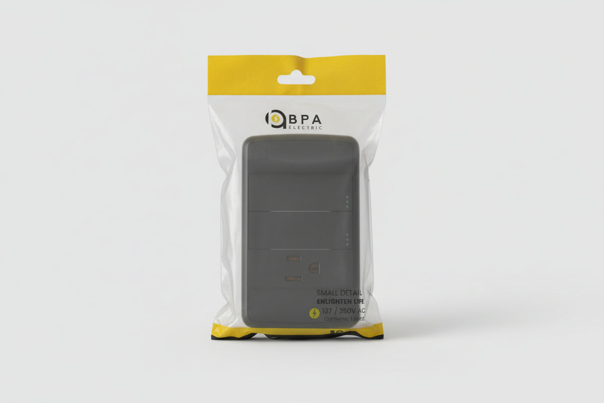 SWITCH DOBLE + TOMA CORRIENTE NEGRO BPA ELECTRIC CT00016NG