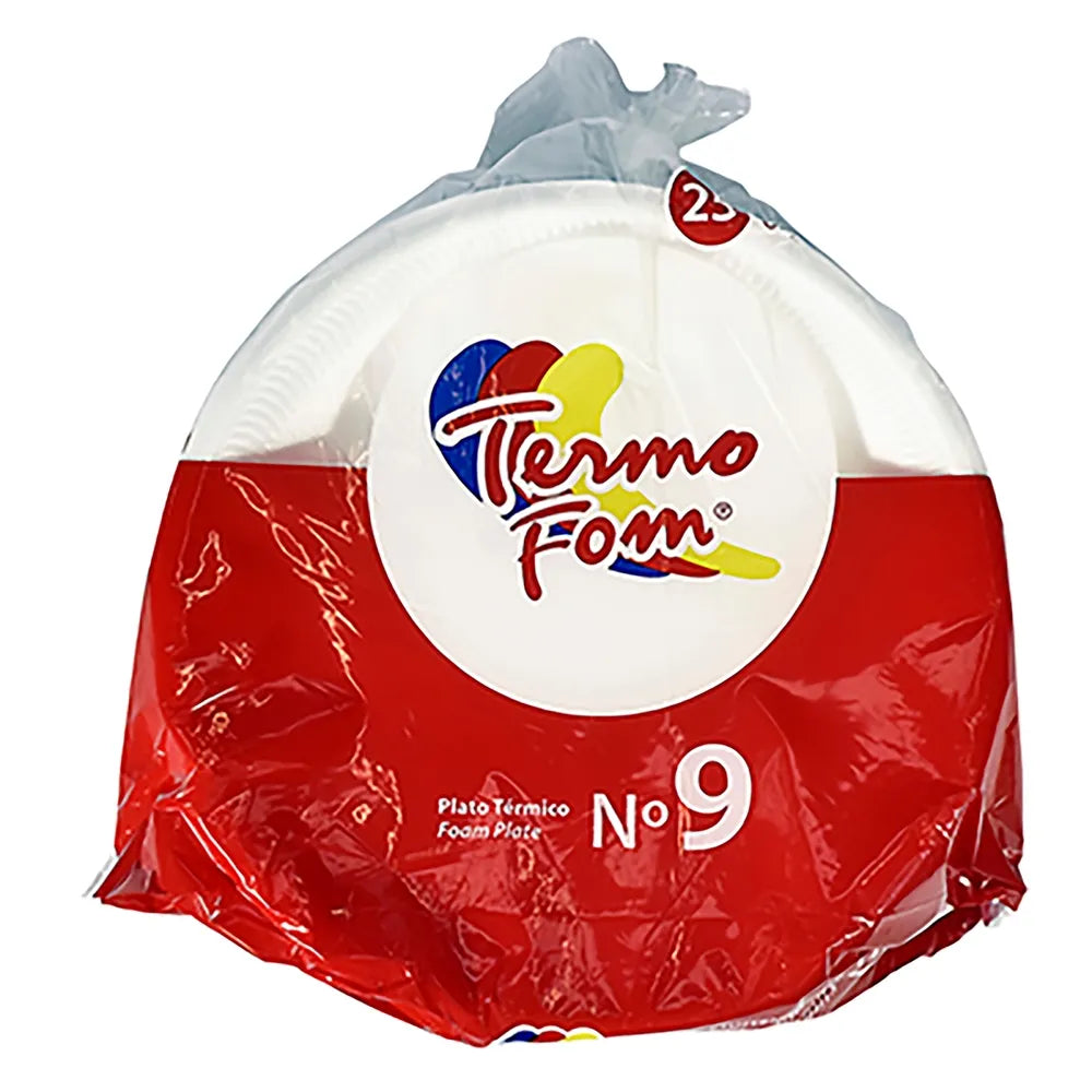 PLATO TERMO FOM #9 PAQUETE 25 UNIDADES