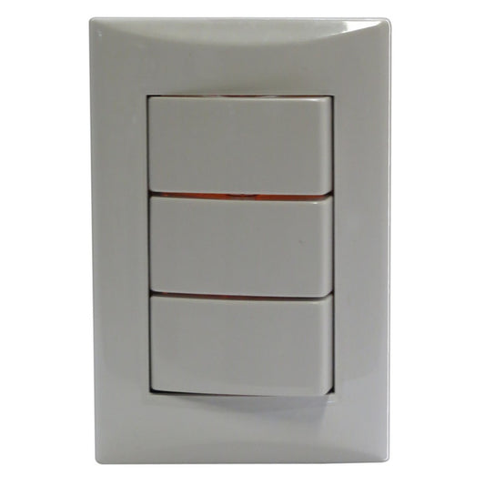 INTERRUPTOR DE PARED 3 INTERRUPTORES 1 VIA 127 AL 250V HUNTER EL-2081